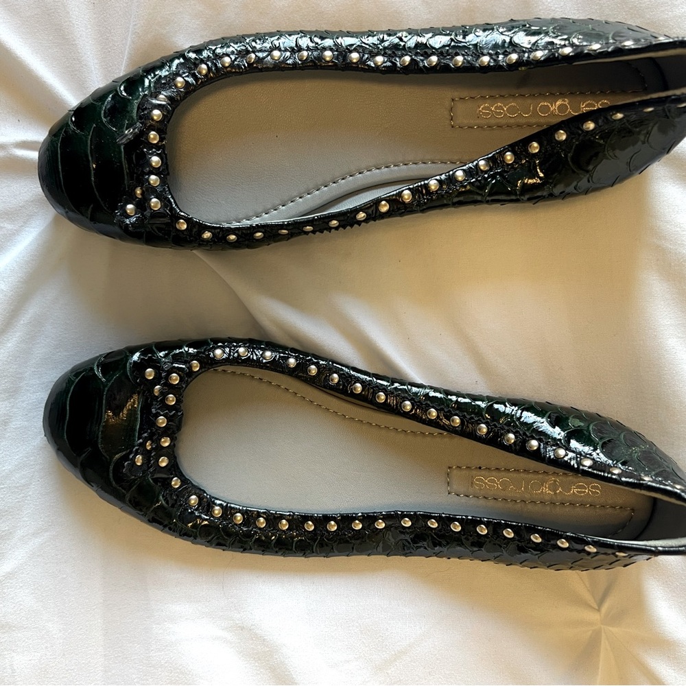 Green snake Sergio Rossi ballet flats